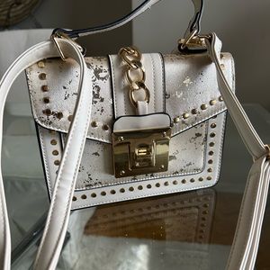 Stylish gold & cream colour mini bag, brand new